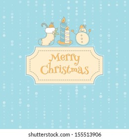 Vector illustration of Xmas objects card