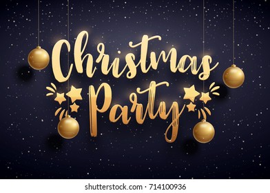 vector illustration of xmas party 2018 gold and black collors place for text christmas balls star champagne glass 2020
