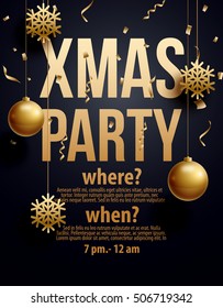 vector illustration of xmas party 2019 gold and black collors place for text christmas balls happy new year theme 2020