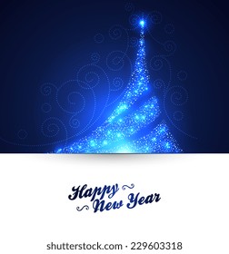 Vektorgrafik von Weihnachtsbaum, leuchtender Hintergrund