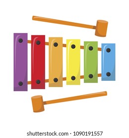 Vector illustration of a xylophone in cartoon style isolated on white background