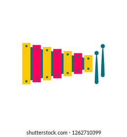 Vector illustration of xylophone isolated on white background in flat style