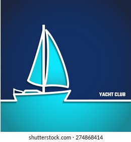 Vector Illustration of Yacht Club Outline for Design, Website, Background, Banner. Sea and Ocean Travel Element. Sport and Holiday Template.