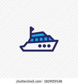 Vector illustration of yacht icon colored line. Beautiful transport element also can be used as boat icon element.