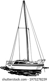 vector illustration of the yacht on the sea