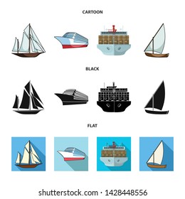 Vector illustration of yacht and ship icon. Collection of yacht and cruise stock vector illustration.