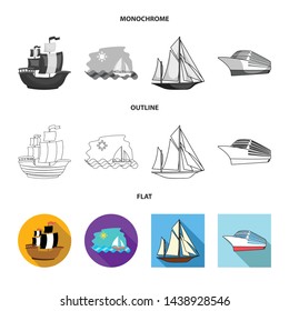 Vector illustration of yacht and ship logo. Set of yacht and cruise stock vector illustration.