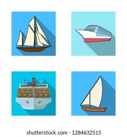 Vector illustration of yacht and ship symbol. Collection of yacht and cruise stock symbol for web.