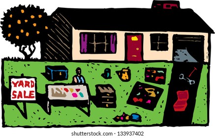 Vector illustration of yard sale