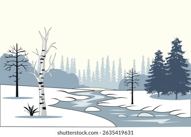 Patio de Ilustración vectorial y madera de invierno diurno