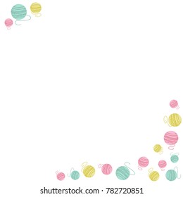 Vector illustration with yarn balls.  Template for knitting and needlework. Copy space handmade