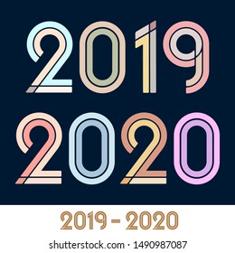 Vector illustration. Year 2019 2020 text font class graduation. Flat and plain.