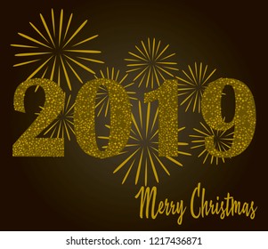 
vector illustration, year 2019, new year, postcard