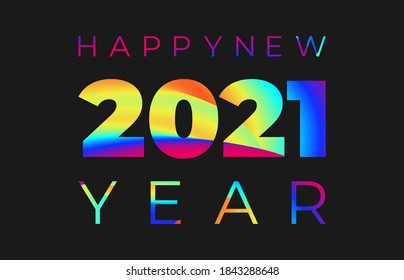 Vector illustration: Year 2021 number with colorful abstract paint stroke shape. Trendy design.