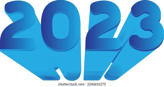 Vector illustration of the year 2023 colored in blue gradients