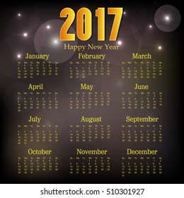  Vector illustration For year calendar design 2017.