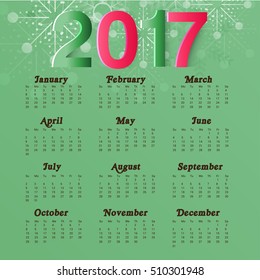  Vector illustration For year calendar design 2017.