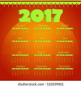 Vector illustration For year calendar design 2017.