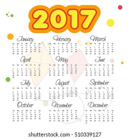 Vector illustration For year calendar design 2017.