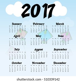 Vector illustration For year calendar design 2017.