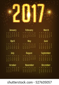 Vector illustration For year calendar design 2017.