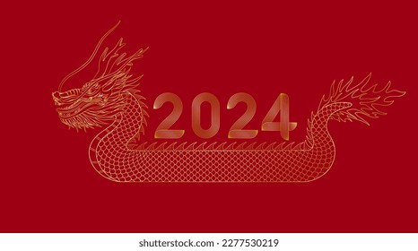 Vector illustration of the Year of the Dragon in China 2024