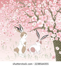 Vector illustration of the Year of the Rabbit in 2023. Happy New Year! Design for invitation card, poster, brochure, web design and print project	