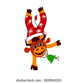Vector illustration of the year symbol bull. Chinese new year. Isolated background.