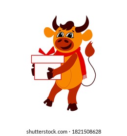 Vector illustration of the year symbol bull. Chinese new year. Isolated background.