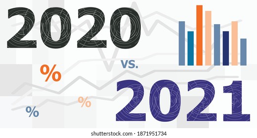 vector illustration of yearly report and prognosis comparison of 2020 and 2021 banner