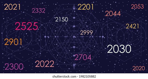 vector illustration of years and dates for future prediction and futuristic forecasts 