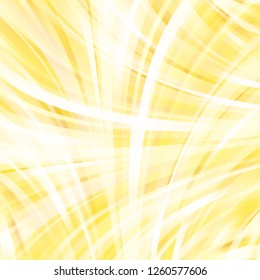 Vector illustration of yellow abstract background with blurred light curved lines. Vector illustration.