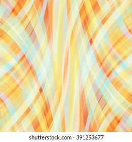 Vector illustration of yellow abstract background with blurred light curved lines. Vector geometric illustration.