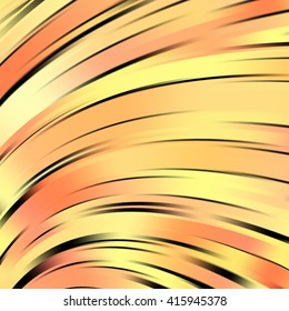 Vector illustration of yellow abstract background with blurred light curved lines. Vector geometric illustration.