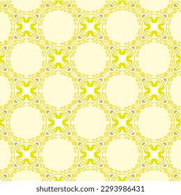 Ilustración vectorial del amarillo Resumen Mandala o Ikat Texture Patrón sin inconvenientes para fondo de papel tapiz.
