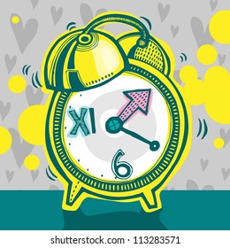Vector illustration with yellow alarm clock