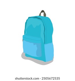Vector illustration of yellow backpack isolated on white background. Back to school flat illustration. Basic urban bag. Travel hand luggage. Kids school bag template. Child backpack school concept