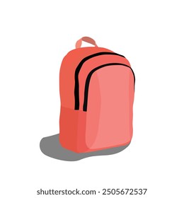 Vector illustration of yellow backpack isolated on white background. Back to school flat illustration. Basic urban bag. Travel hand luggage. Kids school bag template. Child backpack school concept
