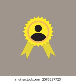 vector illustration of a yellow badge with ribbon