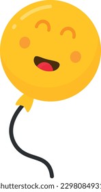 Vector illustration of a yellow balloon, balloon with a smile. Happiness and joy.