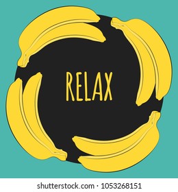 Vector Illustration with Yellow Banana. Template with Geometric Elements and Text in Hipster Style. Creative Composition with Banana Isolated for Card, Poster, Sticker, Flyer, Cover, Invitation.