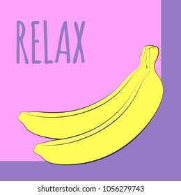 Vector Illustration with Yellow Banana. Template with Geometric Elements and Text in Hipster Style. Creative Composition with Banana Isolated for Card, Poster, Sticker, Flyer, Cover, Invitation.