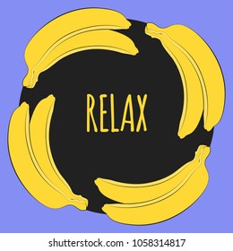 Vector Illustration with Yellow Banana. Template with Geometric Elements and Text in Hipster Style. Creative Composition with Banana Isolated for Card, Poster, Sticker, Flyer, Cover, Invitation.