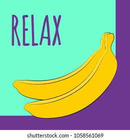 Vector Illustration with Yellow Banana. Template with Geometric Elements and Text in Hipster Style. Creative Composition with Banana Isolated for Card, Poster, Sticker, Flyer, Cover, Invitation.