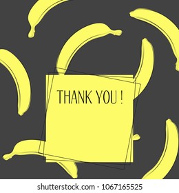Vector Illustration with Yellow Banana. Template with Geometric Elements and Text in Hipster Style. Creative Composition with Banana Isolated for Card, Poster, Sticker, Flyer, Cover, Invitation.