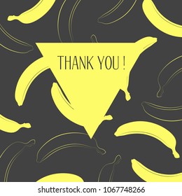 Vector Illustration with Yellow Banana. Template with Geometric Elements and Text in Hipster Style. Creative Composition with Banana Isolated for Card, Poster, Sticker, Flyer, Cover, Invitation.