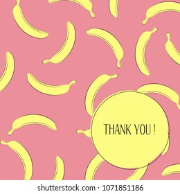 Vector Illustration with Yellow Banana. Template with Geometric Elements and Text in Hipster Style. Creative Composition with Banana Isolated for Card, Poster, Sticker, Flyer, Cover, Invitation.