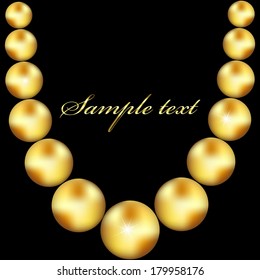 Vector illustration of Yellow beads on a black background