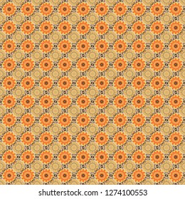 Vector illustration. Yellow, beige and orange abstract background painted geometry shine and layer element seamless pattern.