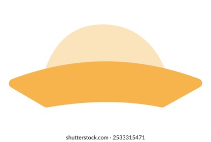 Vector illustration of a yellow and beige wide-brimmed sun hat, perfect for summer fashion, vacation themes, and sunny weather designs.